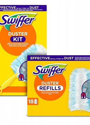 Набір swiffer duster kit для видалення пилюки + запасні частини до мітли 18 штук