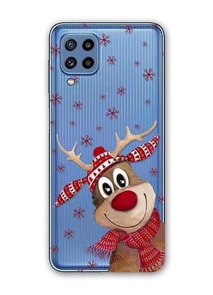 Прозрачный чехол на samsung galaxy m32 / m22 / a22 4g зимний оленёнок (принт 149)