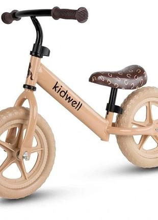 Дитячий беговел kidwell rebel 12" легкий з регульованим висотою сидінням бежевого кольору