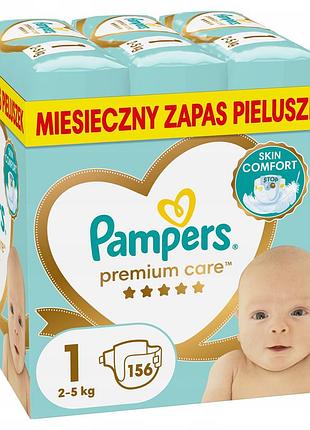 Підгузки pampers premium care розмір 1 156 шт. від 1,2кг до 5кг штук