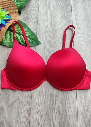 Класичний гладкий бюстгальтер червоного кольору з ефектом пуш-ап primark 80d