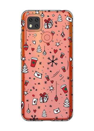 Прозорий чохол на xiaomi redmi 9c святковий фон (принт 182)