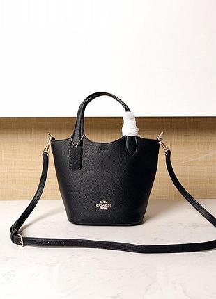 Сумка жіноча coach чорна маленька шкіряна