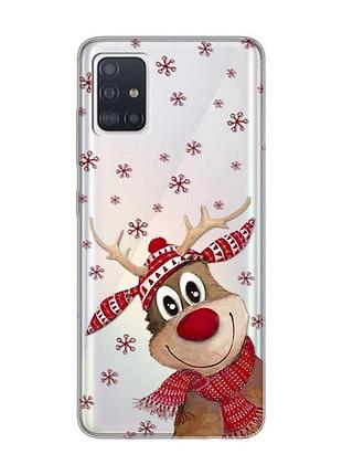 Прозрачный чехол на samsung galaxy a71/a715 зимний олень (принт 149)