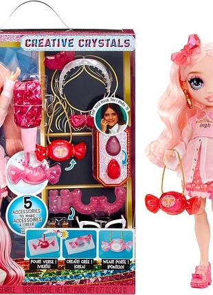 Rainbow high creative crystals bella – рожева 28 см модна лялька набір для створення аксесуарів з кристалами кільце diy ручна