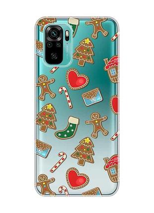 Прозорий чохол на xiaomi redmi note 10 / note 10s різдвяний фон (принт 181)