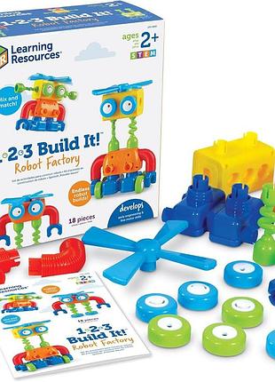 Learning resources 1-2-3 build it robot заводний дрібний двигун набір для складання 18 деталей