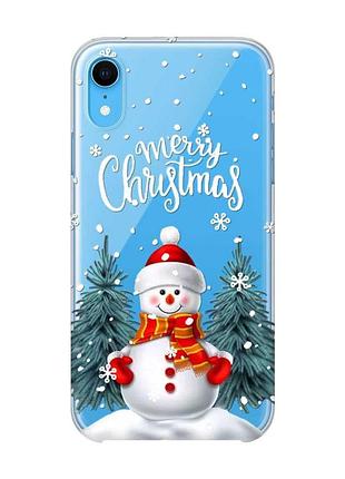 Прозорий чохол на iphone xr сніговик (принт 152)