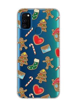 Прозрачный чехол на samsung galaxy m30s/м21 рождественский фон (принт 181)