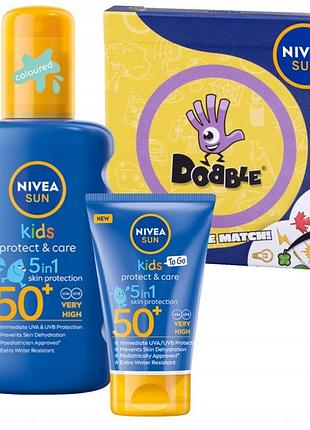 Спрей для дітей nivea sun kids spf50+ 200 мл + бальзам подорожній spf 50+ 50 мл + подарунок