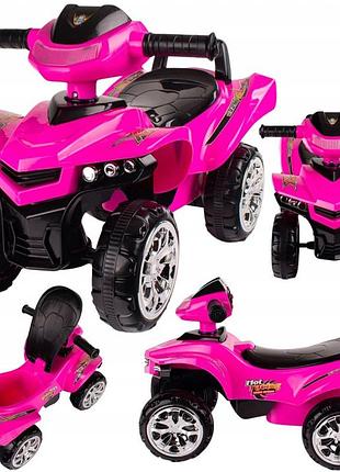 Каталка quad jeździdełko led звуки транспорт для дітей рожевий дитячий