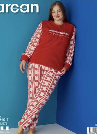 Тепла пижама кофта + штани,тканина 
велсофт,виробник
туреччина фірма arcan
2xl (50–52)
3xl (52–54) 
4xl (54–56)