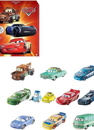 Mattel disney pixar cars auta металеві мініавтомобілі 10 шт. колекційні іграшкові машинки для дітей від 3 років hbw15