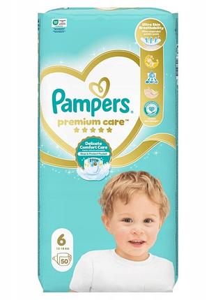 Підгузки pampers premium care розмір 6 50 шт для дітей 13-18 кг