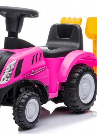 Їздовий автомобіль sun baby traktor з причепом new holland рожевий