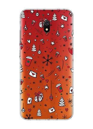 Прозорий чохол на xiaomi redmi 8a святковий фон (принт 182)