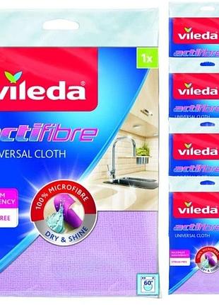 Поглинаюча універсальна ганчірка фіолетова vileda actifibre purple універсальний набір 5 шт