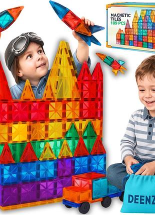 Магнітні блоки xxl великий набір 3d для дітей 109 шт. автомобілі + сумка