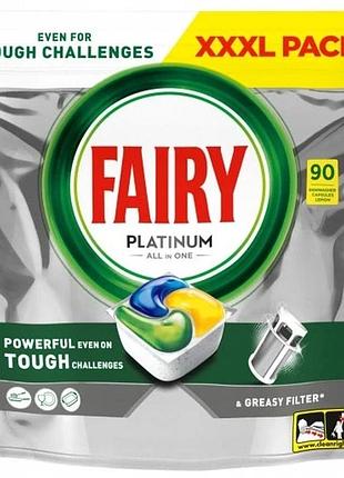 Fairy platinum all in one капсули для посудомийної машини з ароматом лимона 90 шт.