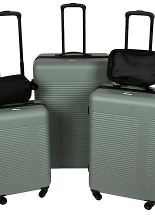 Набор чемоданов с сумками-органайзерами r35744-gr 5 предметов 20″, 24″ и 28″ зеленый