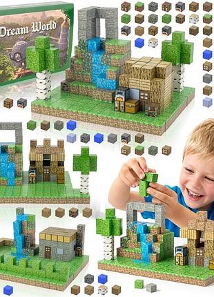 Магнітні блоки minecraft xxl 355 елементів конструкційні кубики з 11 фігурками