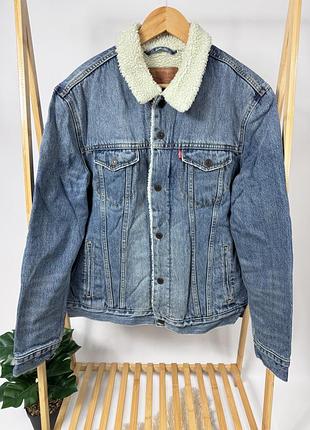 Джинсовка шерпа джинсова куртка levi’s оригінал розмір l