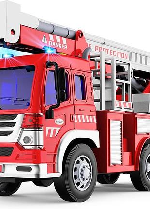 Gizmovine пожежна машина на тертячому ходу іграшка з драбинкою світлом і звуком для дітей 2-4 років
