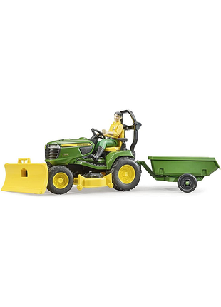Bruder 62104 трактор john deere з причепом і садівником 1:16 трактор газонокосарка причіп ферма фігурка працівник фермер