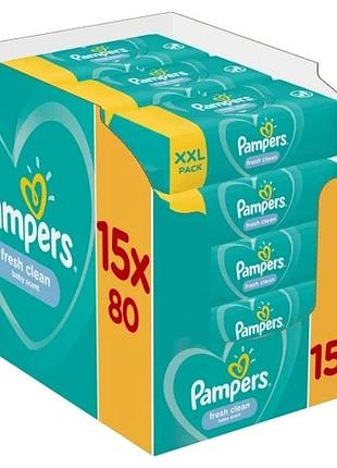 Pampers fresh clean вологі хустинки для дітей 15 пакунків = 1200 шт