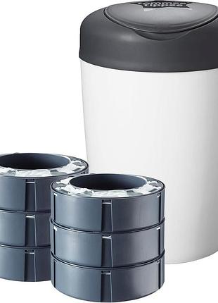 Tommee tippee simplee sangenic кошик для підгузків комплект з 6 запасних вставок білий і сірий