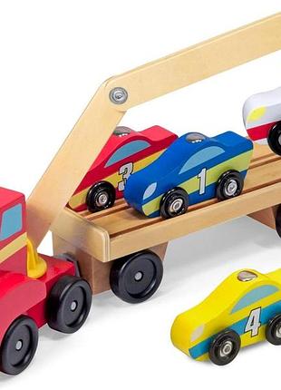 Melissa & doug – евакуатор з магнітним підйомником дерев'яні іграшки та транспорт вантажівки та транспорт 3+