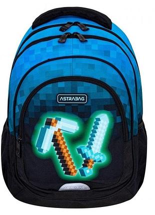 Рюкзак шкільний astrabag blue pixel game 3 відділення гра пікселі