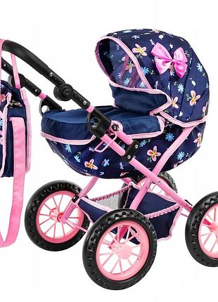 Kinderplay візок для ляльок глибокий з гондолою складний з торбою регульована ручка