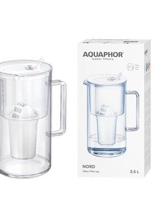 Фільтруючий скляний кувшин aquaphor nord 2,5л з картриджем a5 (350л) білий