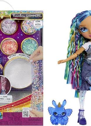 Rainbow high rainbow shimmers з слаймом skyler синя 28 см модна лялька з набором слайму та кроликом для дітей від 4 років
