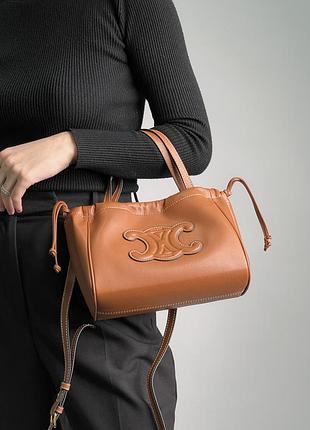 Сумка small cabas drawstring cuir triomphe in smooth calfskin 9
