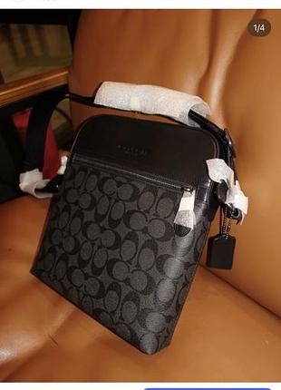 Сумка чоловіча houston black grey coach оригінал