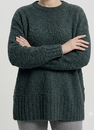 Джемпер удлиненный теплый из букле бутилочного цвета greenvillage р l-xl