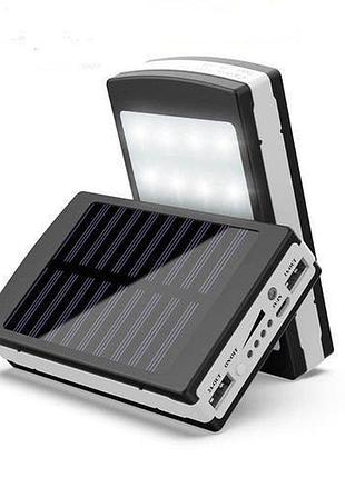 Умб power bank solar 40000 mah мобильное зарядное с солнечной панелью и лампой. цвет: черный