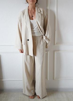 Костюм блейзер и брюки из смесовой льняной ткани zara
