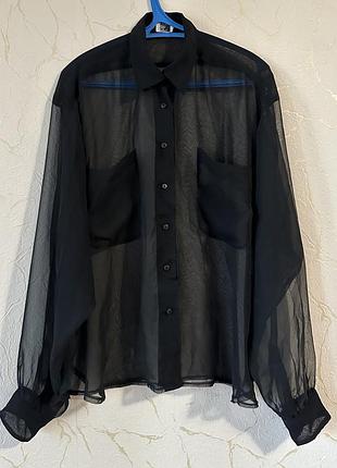 Жіноча сорочка прозора шифонова xl/xxl чорна