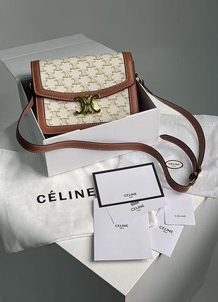 Сумка the triomphe bag canvas and calfskin white