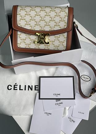 Сумка the triomphe bag canvas and calfskin white 2