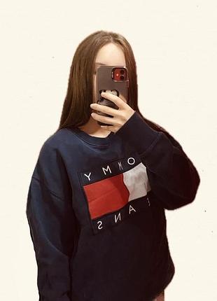 Худі tommy hilfiger темно-синє з логотипом
