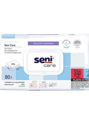 Набір з 5 шт. вологі серветки seni care 80шт доглядові великого розміру xxl
