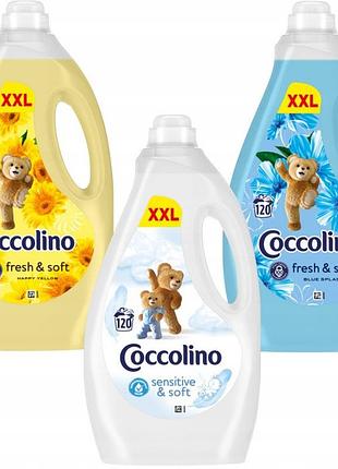 Набір coccolino fresh&soft blue splash & happy yellow 3l mix 3x3l 360 прань