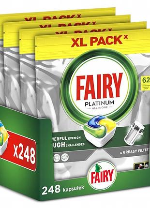 Fairy platinum капсули для посудомийної машини all in one цитрус 4x62 шт.