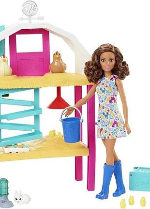 Barbie ферма радісних курчат набір з лялькою barbie дрібною брюнеткою масою формою та тваринками від 4 років hgy88