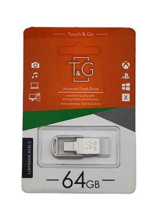 Флешка usb 64gb 2.0 104 usbtype-c сталева (коротка) тм tg
