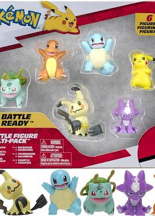 Набір фігурок pokémon battle ready multi-pack 6 шт pikachu mimikyu toxel